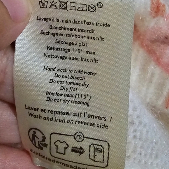 SÉZANE Eloisa Kid Mohair Pink Floral Cream Jumper Like New XXS - Picture 9 of 10